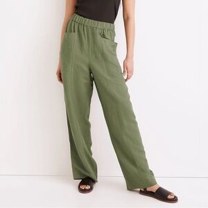 Madewell Women’s Linen Blend Pull On High Rise Wide Leg Pants Size Small